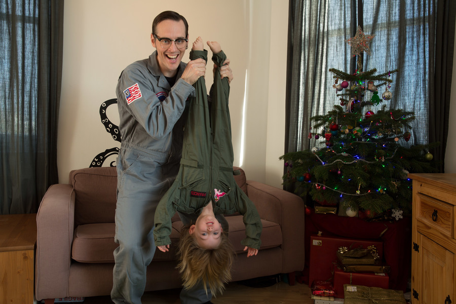 Jamie, Tyler, Pascale, and Frances next to the tree